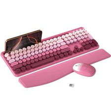 MPTOG Colorful Wireless Computer Keyboard and Mouse Combo with Phone Holder, ... picture
