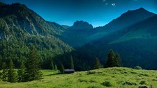 Landscape nature valley trees pine mountains forest Custom Gaming Mat Desk picture