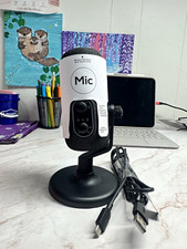 onn USB Microphone Cardioid/Omni/Bi Mute, Headphone Jack USB-C Stand Black/White picture