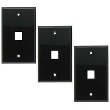 3x 1 Port Hole RJ45 Cat6 Cat5e Keystone Jack Network Wall Plate Faceplate Black picture