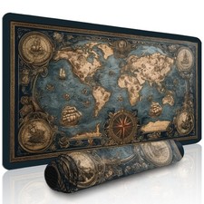 1pc Extended Gaming Mouse Pad and PC Desk Keyboard Mat - Vintage Style World M picture