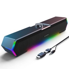 LENRUE G11 Computer Speakers for Desktop, Touch Lights PC with Black picture
