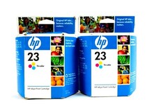 Lot of 2 - Genuine HP 23 Tri-Color Ink Inkjet Print Cartridge Two Pack New OEM picture