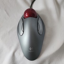 Logitech T-BC21 (logi) USB Wired Optical Trackman Red Marble Mouse Trackball  picture