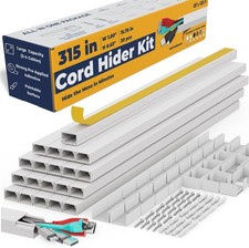 Cord Hider Kit - 315in Paintable White Raceway, Wall-Mounted Cable Management, W picture