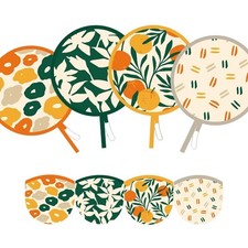 SUJJY 4 PCS 4 Abstract Styles 7.8inch * / 20cm * 20cm, Orange & Green  picture