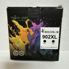 Two Pack Relcolor 902XL High Yield Printer Cartridges for HP New/Sealed/Black picture