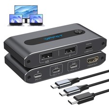 XPTSFDU 4K@60Hz USB C KVM Switch 1 Monitor 2 Computers HDMI KVM Switch 2 Laptops picture