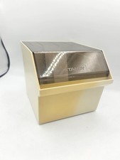 Tandy 5 ¼” Floppy Disk Holder Storage Case Smoke Lid Tan Discoloration  picture