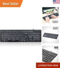 Stylish Black Backlit Keyboard with Chiclet Keys - Perfect for Nighttime Typing picture