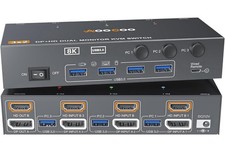 AOOCOO 3 PC 2 Monitor KVM Switch HDMI DisplayPort 8K 60Hz 4K 144Hz Open Box New picture