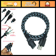 Heavy Duty 16 AWG 3 Prong Braided Power Cord - 5 Feet, Durable & Flexible picture