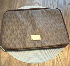 Michael Kors Brown MK Logo PVC Zipper Sleeve Case for 13 in Laptopcan picture