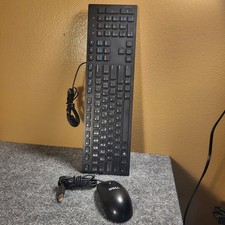 Dell Wired USB Keyboard KB216p Black Quiet Keys & Dell Wired Mouse M-UK Del3  picture