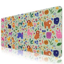 Leather Desk Pad Protector Pad, Green Non-Slip Computer Mat for Desk, Cute Do... picture