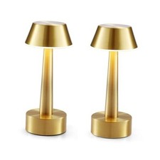 2 Pack Small Cordless Table Lamp, Battery Operated Lamp for Restaurant Gold picture
