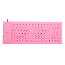 Foldable Flexible 85 Keys USB Wired Roll up Silicone Keyboard Pink for Laptop PC picture