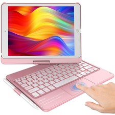 Touchpad Keyboard Case for iPad 9th/8th/7th Gen - Rose Gold, Slim & Stylish Desi picture