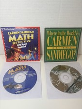 Carmen Sandiego~Math Detective & Where in the World Deluxe BUNDLE of 2 CD ROM picture
