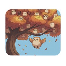 Fall Halloween Tree Cute Owl Mouse Pad Rectangle bird watcher lover office desk picture