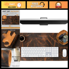 Large Real Leather Desk Pad - 2-Layer Blotter Mat for Keyboard & Mouse - Office picture