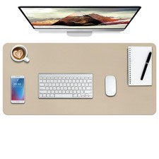 1 PCS 24x14 Inch Beige Waterproof Leather Desk Pad Protector Mouse Mat picture
