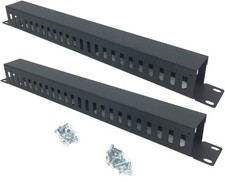 2 Pack 1U 19 Inch Cable Manager Horizontal Rack Mount 24 Slot Metal Finger Du... picture