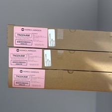 3 KONICA MINOLTA TN324AM A8DA33D GENUINE MAGENTA TONER CARTRIDGES picture