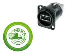 1x USB A/B Gender Changer/Pass Through - Panel Mount - Black - Neutrik NAUSB-W-B picture