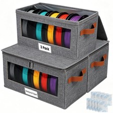 3 Pack 3D Printer Filament Storage Box with Dual Waterproof, Holds 18 Rolls picture