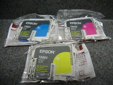 3 New Genuine Epson 42 TO422 TO423 TO424 C/M/Y Ink Cartridges picture