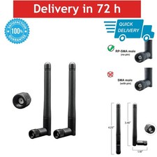 WiFi 6 Bluetooth Antenna 2.4/5/5.8GHz RP-SMA Male 2 Pack picture