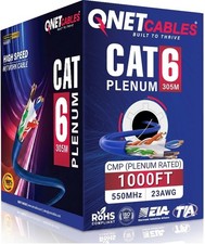 Cat6 Plenum 1000ft Ethernet LAN Cable CMP Rated, 23AWG, 4Pair UTP 550MHz 10Gbps picture