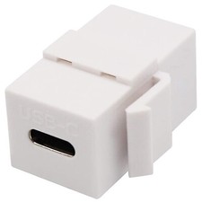 USB-C 3.1 Female to Female Inline Keystone Coupler Snap-In Type-C Insert White picture