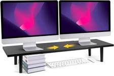 Adjustable Dual Monitor Stand Riser for Desk 32-40 Inch Black Office Organizer picture