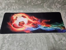 Gaming Mouse Pad Flaming Soccer Ball On Fire Futbol LARGE picture
