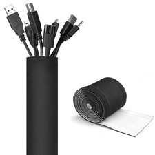 2 Pack Cable Management Sleeve - Black, Large Organizer for Cords & Wires picture