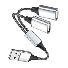 Fidioto USB A Splitter, A Male to 2 Female USBA Y 10 inches, Black  picture