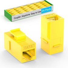 Sokqovt CAT6 RJ45 Keystone Coupler (24 Pack), Cat6 Jack Yellow picture