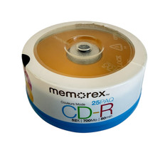 25 Pack CDs Memorex NEW Cool Colors CD-R 52X 700MB 80min Blank Recordable Discs picture