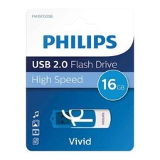 Philips Vivid Edition USB 2.0 Flash Drive 16GB High Speed Blue Swivel Mechanism picture