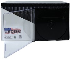 200 USDISC CD Jewel Cases Slimline 5.2mm, Single 1 Disc (Black) Lot picture