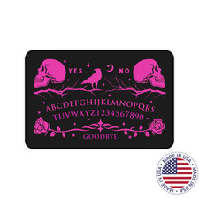Ouija Board Raven Desk Mat | Skull Crow Keyboard Mat | Neon Pink Black Gamepad picture