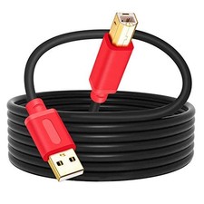 Tan QY Printer Cable 30Ft, USB 2.0 High Speed Gold-Plated Red, 30Ft picture