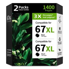 67XL Black Ink Cartridge Replacement for HP 67 HP67 XL High Yield 2 Pack picture