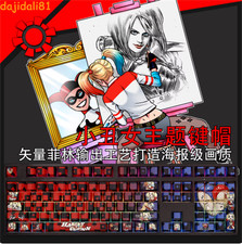 Movie Joker Lady Harley Quinn Cosplay Cherry Keycap PBT 108 Keys For MX Keyboard picture