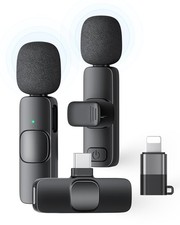 2 Pack Wireless Lavalier Microphone for iPhone iPad and Without Case, Black picture
