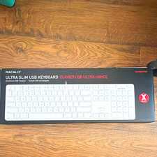 Macally Ultra Slim USB Wired Keyboard SLIMKEYPRO White Plug & Play QWERTY picture