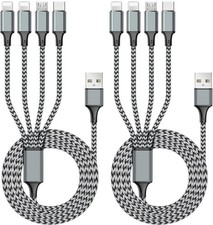 Puxnoin Multi Charging Cable 6FT 2Pack Charger 4 in 1 Grey  picture