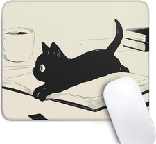 Cute Black Cat Mouse Pad,Kawaii Anime Cat Mouse Pads for Wireless Mouse Desk Acc picture